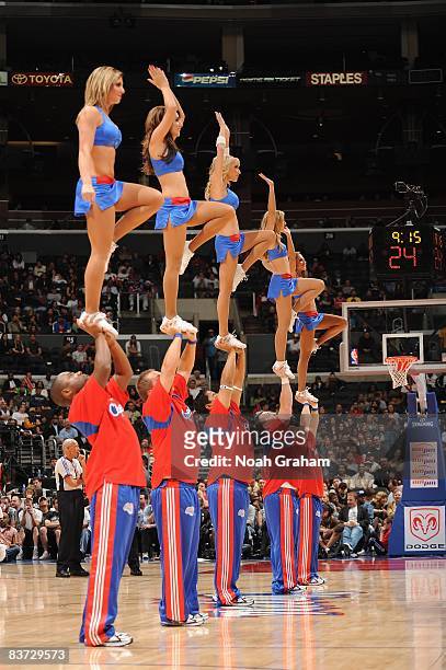 The Los Angeles Clippers Fan Patrol performs during the game against the Houston Rockets at Staples Center on November 7, 2008 in Los Angeles,...