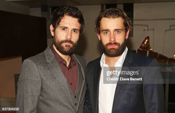 Cast members Matt Ryan and Christian Cooke attend the press night after party of "Knives In Hens" at The Hospital Club on August 22, 2017 in London,...