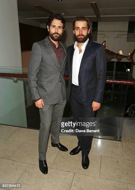 Cast members Matt Ryan and Christian Cooke attend the press night after party of "Knives In Hens" at The Hospital Club on August 22, 2017 in London,...