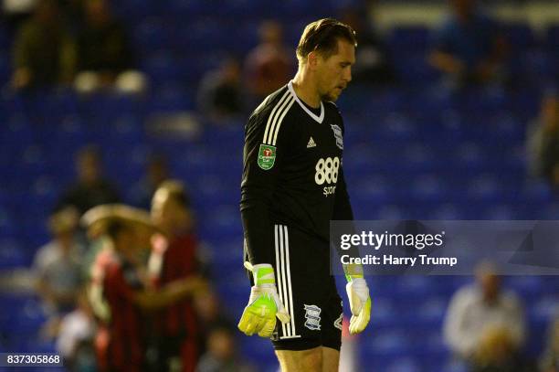 Tomasz Kuszczak of Birmingham is dejected after AFC Bournemouth second goal of the game during the Carabao Cup Second Round match between Birmingham...