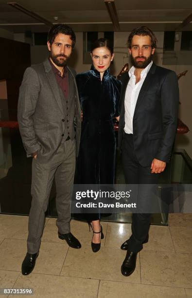 Cast members Matt Ryan, Judith Roddy and Christian Cooke attend the press night after party of "Knives In Hens" at The Hospital Club on August 22,...