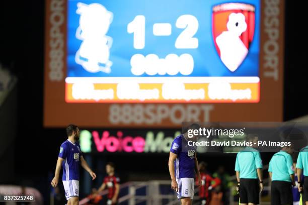 Birmingham City's Lukas Jutkiewicz shows his dejection after the final whistle during the Carabao Cup, Second Round match at St Andrew's, Birmingham.