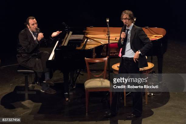 Chilly Gonzales and Jarvis Cocker perform 'Room 29' on stage at King's Theatre as part of the 70th Edinburgh International Festival on August 22,...