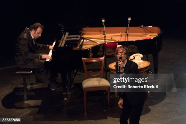 Chilly Gonzales and Jarvis Cocker perform 'Room 29' on stage at King's Theatre as part of the 70th Edinburgh International Festival on August 22,...