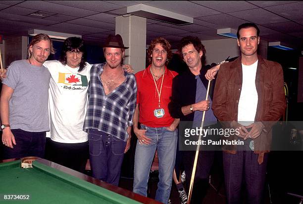 Ron Wood, Keith Richards and Stone Temple Pilots on the Voodoo Lounge Tour in 1994 in Toronto, Ont. Canada