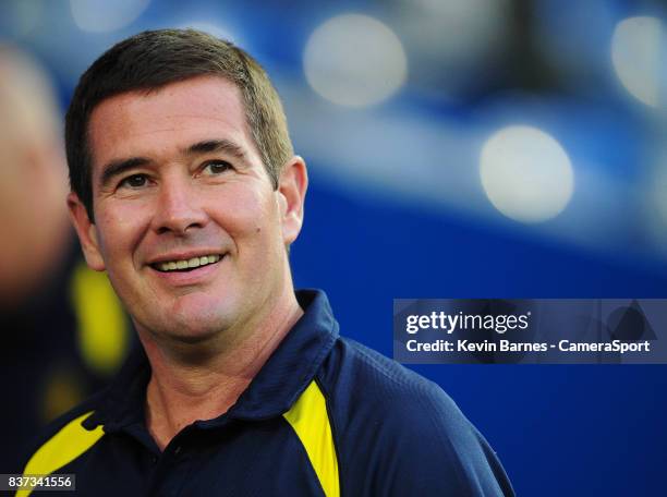 Burton Albion manager Nigel Clough during the Carabao Cup Second Round match between Cardiff City and Burton Albion at Cardiff City Stadium on August...