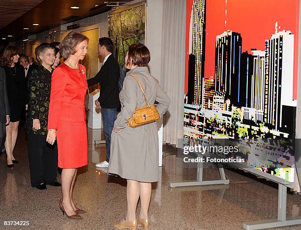 Queen Sofia of Spain ) and Princess Irene of Greece attend 'BMW Painting Awards' ceremony at the Auditorio Nacional de Musica on November 17, 2008 in...