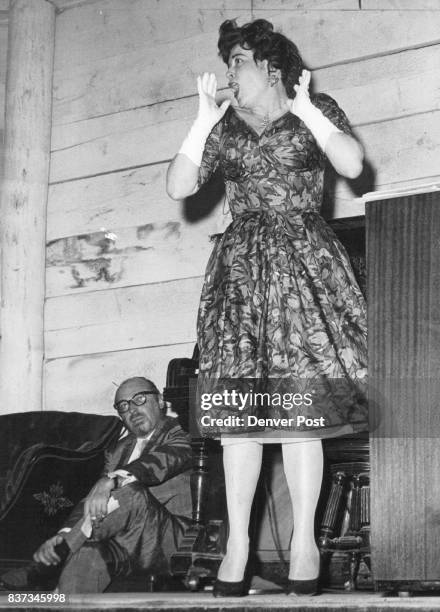 Judy Raskin sings "The Laughing Song" from Fledermaus with many a random gesture. Credit: Denver Post