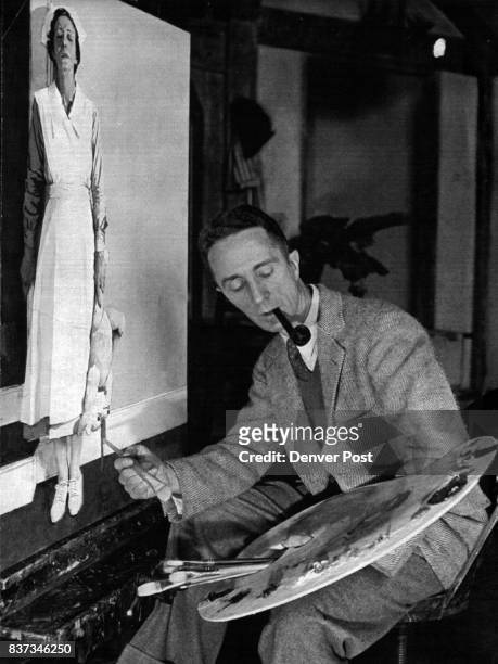 Artist Norman Rockwell who died here 11/8 at the age of 84,is shown at work in this undated file photo. More than 300 of his paintings graced the...
