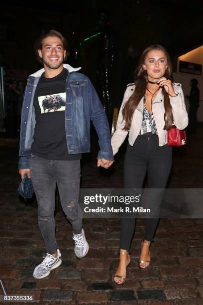 Kem Cetinay and Amber Davies leaving Gabeto restaurant in Camden on August 22, 2017 in London, England.