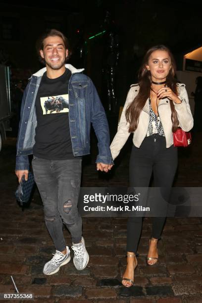 Kem Cetinay and Amber Davies leaving Gabeto restaurant in Camden on August 22, 2017 in London, England.
