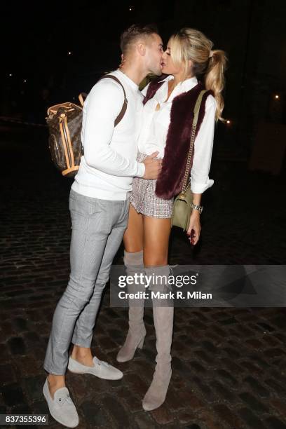 Chris Hughes and Olivia Attwood leaving Gabeto restaurant in Camden on August 22, 2017 in London, England.