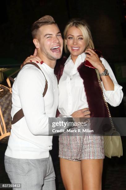 Chris Hughes and Olivia Attwood leaving Gabeto restaurant in Camden on August 22, 2017 in London, England.