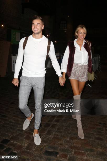 Chris Hughes and Olivia Attwood leaving Gabeto restaurant in Camden on August 22, 2017 in London, England.