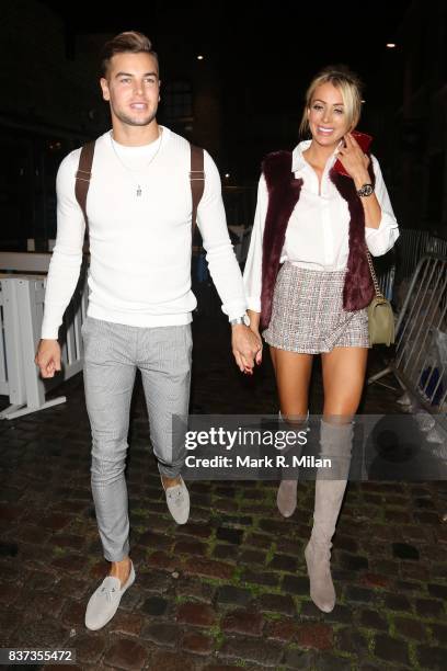 Chris Hughes and Olivia Attwood leaving Gabeto restaurant in Camden on August 22, 2017 in London, England.