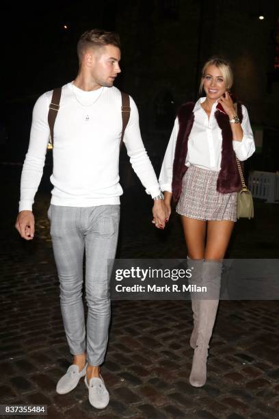 Chris Hughes and Olivia Attwood leaving Gabeto restaurant in Camden on August 22, 2017 in London, England.