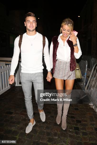 Chris Hughes and Olivia Attwood leaving Gabeto restaurant in Camden on August 22, 2017 in London, England.