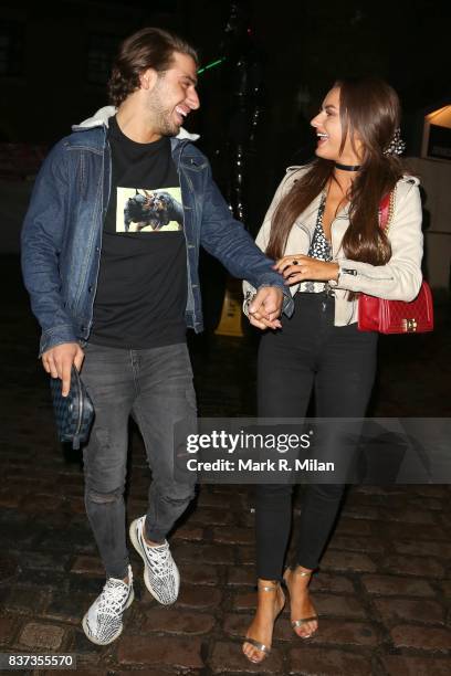 Kem Cetinay and Amber Davies leaving Gabeto restaurant in Camden on August 22, 2017 in London, England.