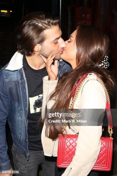 Kem Cetinay and Amber Davies leaving Gabeto restaurant in Camden on August 22, 2017 in London, England.