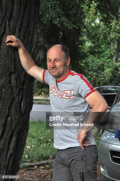 Roland Dueringer poses during a set visit for 'Cops' at Dusika Stadion on August 22, 2017 in Vienna, Austria.