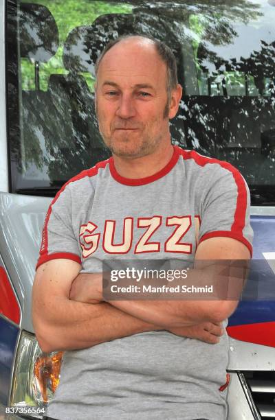 Roland Dueringer poses during a set visit for 'Cops' at Dusika Stadion on August 22, 2017 in Vienna, Austria.