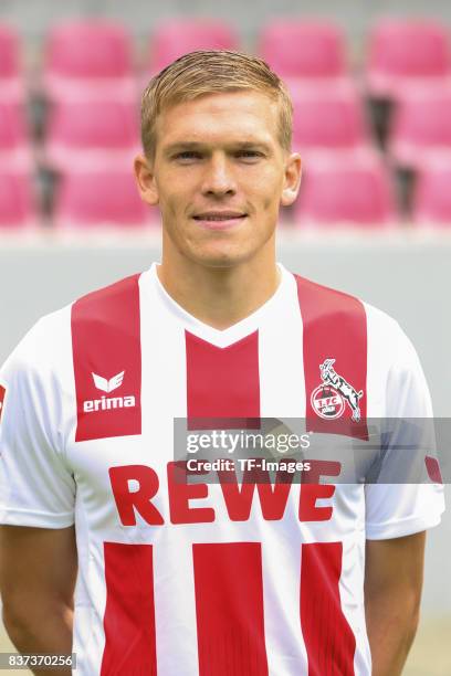 Artjoms Rudnevs of Koeln poses during the team presentation at Rheinenergiestadion on July 24, 2017 in Cologne, Germany.