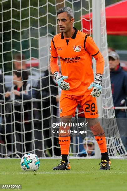 Goalkeeper Ramazan Oezcan of Leverkusen controls the ball during the preseason friendly match between Bayer 04 Leverkusen and Antalyaspor on July 27,...