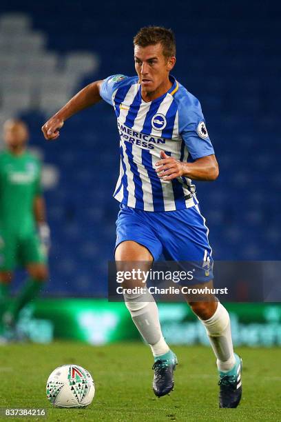 Uwe Huenemeier of Brighton in action during the Carabao Cup Second Round match between Brighton & Hove Albion and Barnet at Amex Stadium on August...