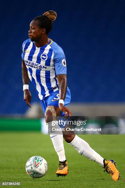 Gaetan Bong of Brighton in action during the Carabao Cup Second Round match between Brighton & Hove Albion and Barnet at Amex Stadium on August 22,...