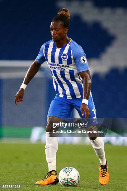 Gaetan Bong of Brighton in action during the Carabao Cup Second Round match between Brighton & Hove Albion and Barnet at Amex Stadium on August 22,...