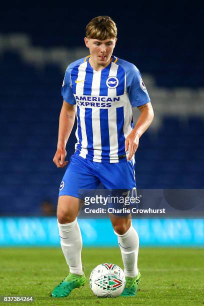 James Tilley of Brighton in action during the Carabao Cup Second Round match between Brighton & Hove Albion and Barnet at Amex Stadium on August 22,...
