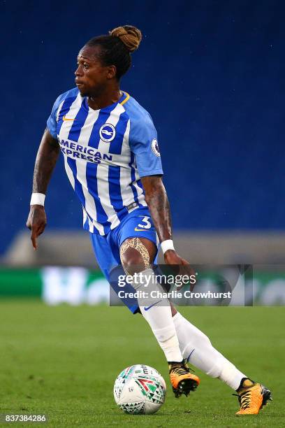 Gaetan Bong of Brighton in action during the Carabao Cup Second Round match between Brighton & Hove Albion and Barnet at Amex Stadium on August 22,...