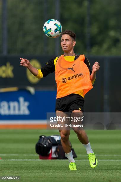 Emre Mor of Dortmund controls the ball during a training session at BVB trainings center on July 10, 2017 in Dortmund.