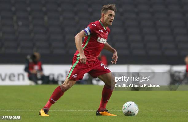 Angel Rangel of Swansea City during the Carabao Cup Second Round match between MK Dons and Swansea City at StadiumMK on August 22, 2017 in Milton...