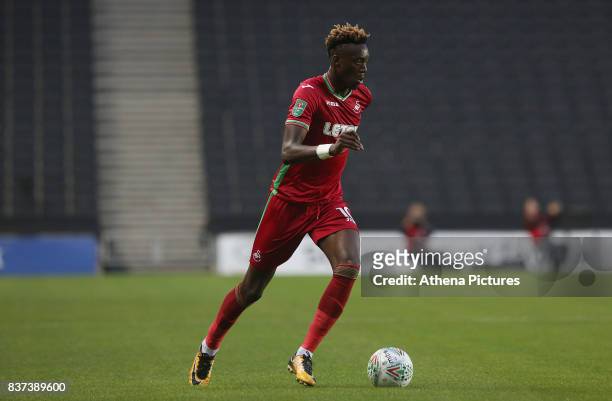 Tammy Abraham of Swansea City during the Carabao Cup Second Round match between MK Dons and Swansea City at StadiumMK on August 22, 2017 in Milton...