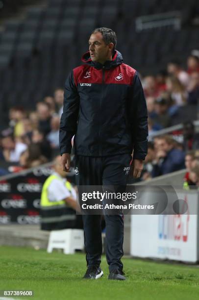 Swansea City manager Paul Clement during the Carabao Cup Second Round match between MK Dons and Swansea City at StadiumMK on August 22, 2017 in...