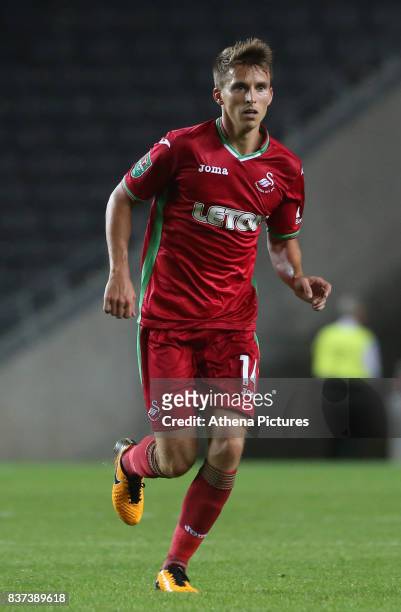 Tom Carroll of Swansea City during the Carabao Cup Second Round match between MK Dons and Swansea City at StadiumMK on August 22, 2017 in Milton...