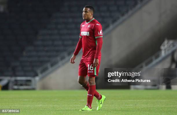 Martin Olsson of Swansea City during the Carabao Cup Second Round match between MK Dons and Swansea City at StadiumMK on August 22, 2017 in Milton...