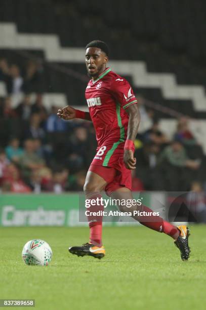 Leroy Fer of Swansea City during the Carabao Cup Second Round match between MK Dons and Swansea City at StadiumMK on August 22, 2017 in Milton...