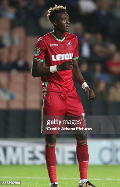 Tammy Abraham of Swansea City during the Carabao Cup Second Round match between MK Dons and Swansea City at StadiumMK on August 22, 2017 in Milton...