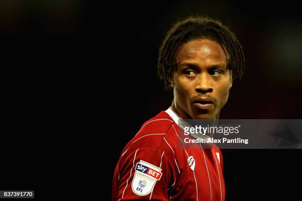 Bobby Reid of Bristol City looks on during the Carabao Cup Second Round match between Watford and Bristol City at Vicarage Road on August 22, 2017 in...