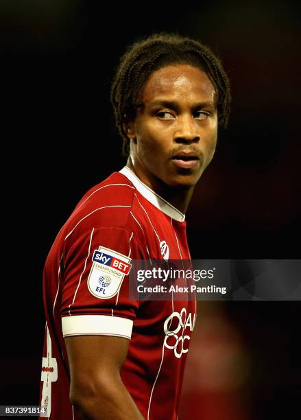 Bobby Reid of Bristol City looks on during the Carabao Cup Second Round match between Watford and Bristol City at Vicarage Road on August 22, 2017 in...