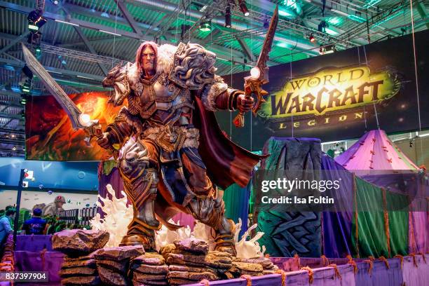 The World of Warcraft stand is seen at the Gamescom 2017 gaming trade fair on August 22, 2017 in Cologne, Germany. Gamescom is the world's largest...