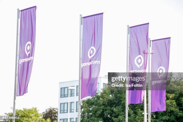 The official flags of the Gamescom 2017 gaming trade fair on August 22, 2017 in Cologne, Germany. Gamescom is the world's largest digital gaming...