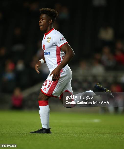 Brandon Thomas-Asante of MK Dons during the Carabao Cup Second Round match between Milton Keynes Dons and Swansea City at StadiumMK on August 22,...