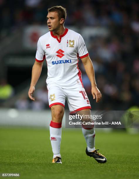 Ryan Seager of MK Dons during the Carabao Cup Second Round match between Milton Keynes Dons and Swansea City at StadiumMK on August 22, 2017 in...