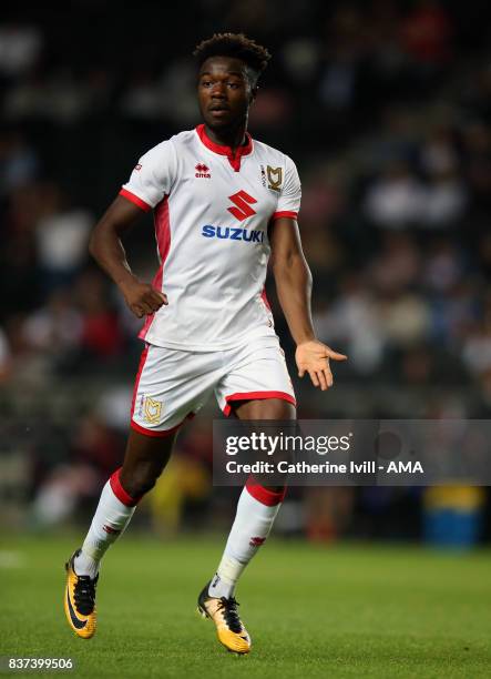 Gboly Ariyibi of MK Dons during the Carabao Cup Second Round match between Milton Keynes Dons and Swansea City at StadiumMK on August 22, 2017 in...