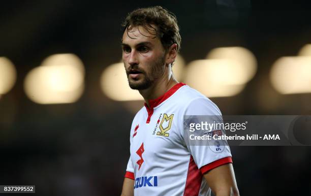 Edward Upson of MK Dons during the Carabao Cup Second Round match between Milton Keynes Dons and Swansea City at StadiumMK on August 22, 2017 in...