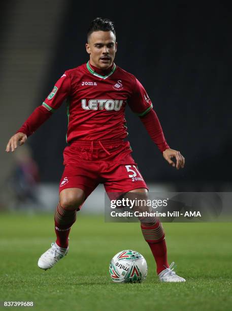 Roque Mesa of Swansea City during the Carabao Cup Second Round match between Milton Keynes Dons and Swansea City at StadiumMK on August 22, 2017 in...