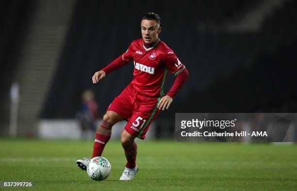 Roque Mesa of Swansea City during the Carabao Cup Second Round match between Milton Keynes Dons and Swansea City at StadiumMK on August 22, 2017 in...